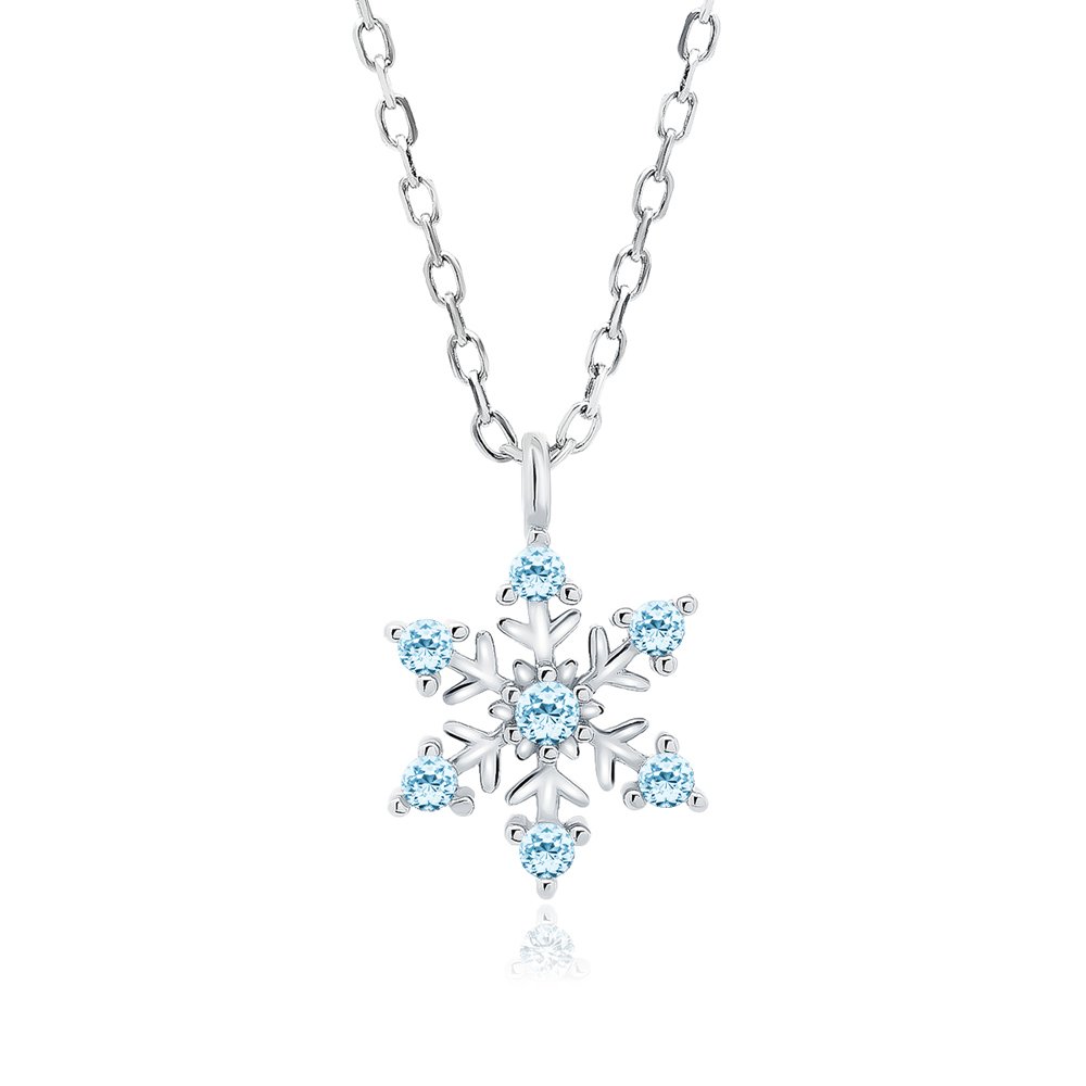 Lănțișor argint fulg de nea cu pietre bleu DiAmanti Z1788N_AQ-DIA Lănțișor argint fulg de nea cu pietre bleu DiAmanti Z1788N_AQ-DIA